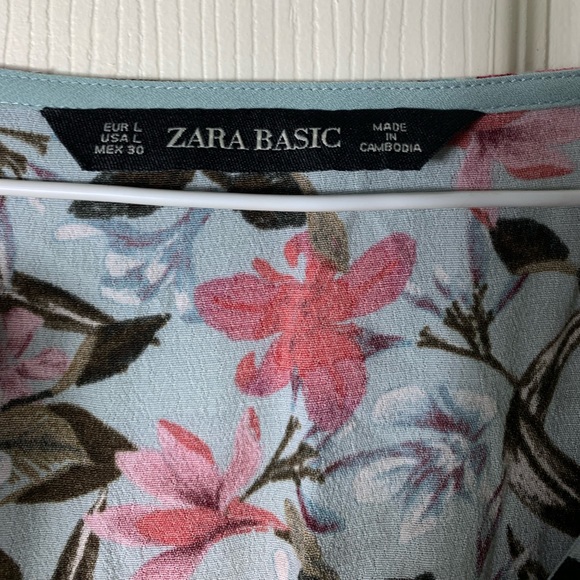 Zara | Floral Button Front Half Bell Sleeve Midi Dress - Large - Picture 8 of 11